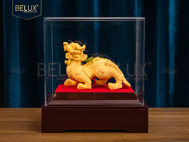 Tượng Tỳ Hưu dát vàng cát&nbsp;11x6x8cm